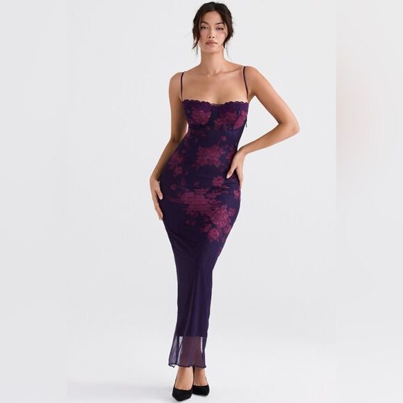 HOUSE OF CB AIZA GRAPE FLORAL PRINT MAXI DRESS - Picture 14 of 17